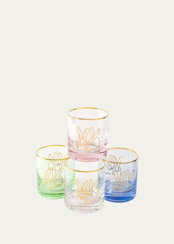 Double Bunny Old Fashioned Glasses, Set of 4