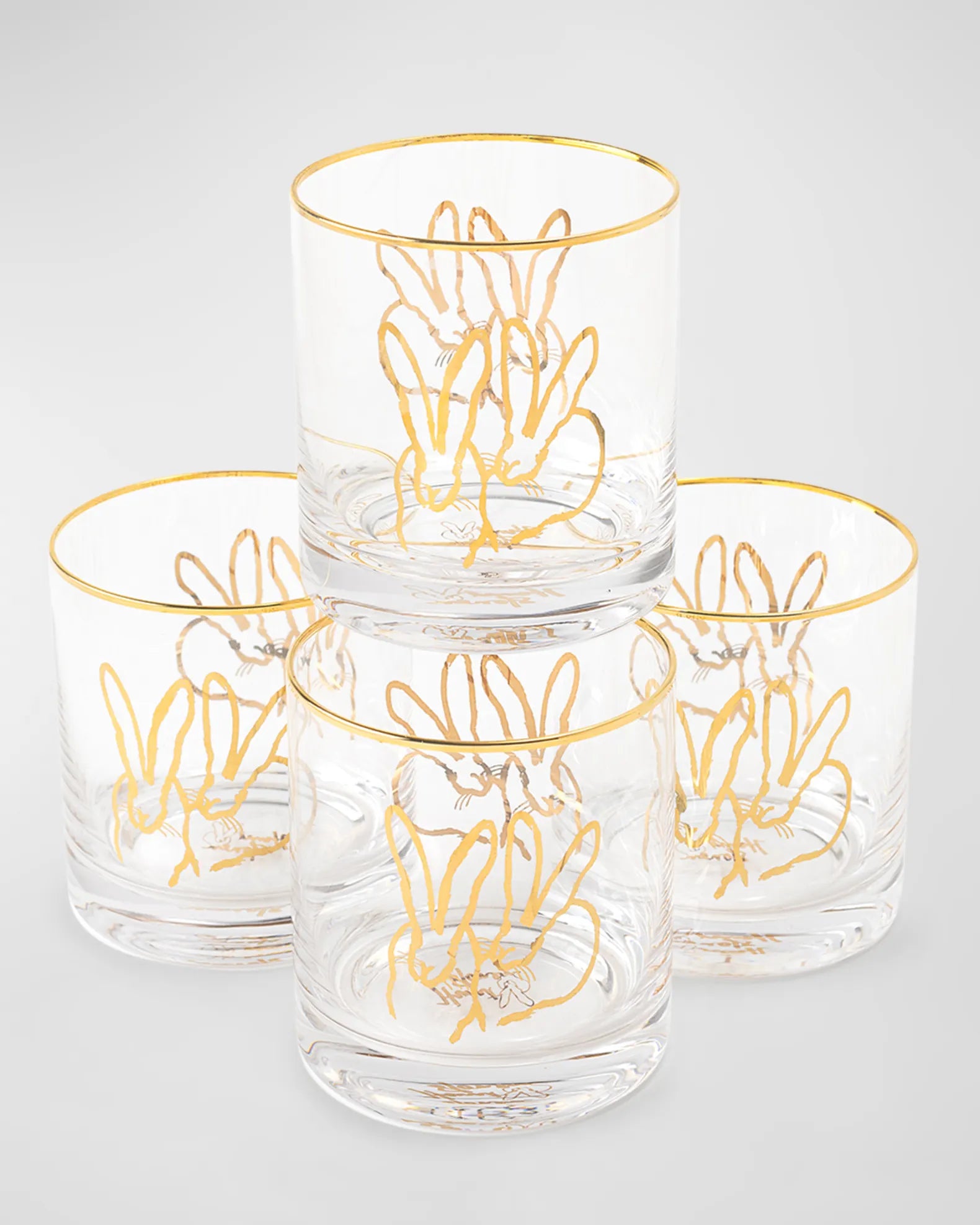 Double Bunny Old Fashioned Glasses, Set of 4