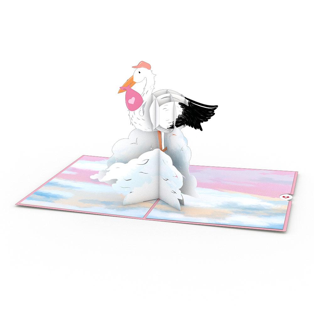 Pink Stork 3D card